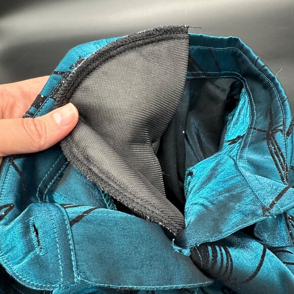 Womens Teal Shirt Iridescent Abstract Blouse NTouch Shoulder Pads Large Buttons - Picture 8 of 9